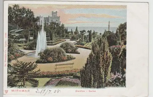 (82435) AK Miramar, Giardino e Castello di Miramare, 1908