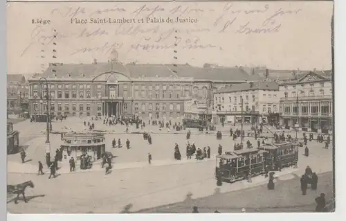 (82426) AK Liège, Lüttich, Place Saint-Lambert et Palais de Justice, 1914