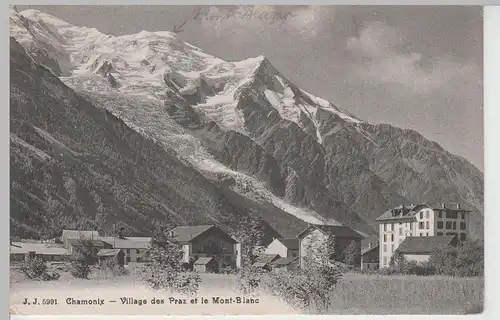 (82407) AK Chamonix-Mont-Blanc, Village des Praz et le Mont-Blanc, 1913