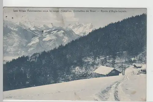 (82337) AK Les Alpes, Route d'Aigle-Leysin, 1915