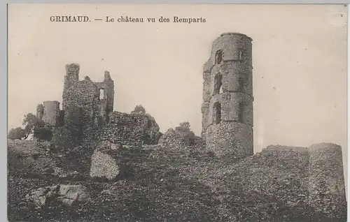 (82308) AK Grimaud, Burg, Château vu des Remparts, vor 1945