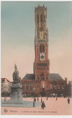 (82179) AK Bruges, Brügge, Belfried, Breydel Statue, vor 1945