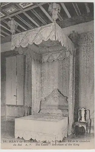 (82110) AK Azay le Rideau, Schloss, Château, Schlafzimmer, vor 1945