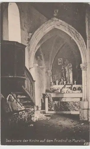 (82031) AK Marville, Friedhofskirche, Inneres, Feldpost 1917
