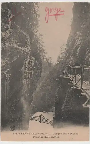 (82027) AK Servoz, Gorges de la Diosaz, Passage du Soufflet 1906