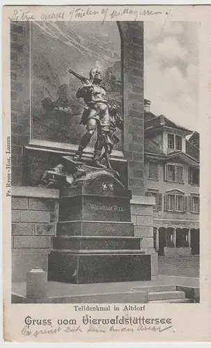 (81984) AK Altdorf, Uri, Telldenkmal, Rathausplatz 1904