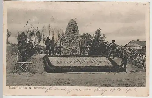 (81557) AK Lowitsch, Łowicz, Gedenkstein "Durchhalten" 1915
