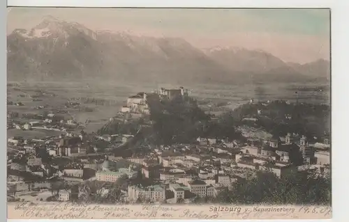 (81518) AK Salzburg, Blick vom Kapuzinerberg, 1907