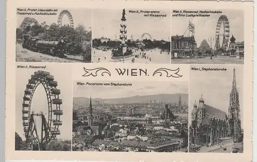 (81513) AK Wien, Mehrbildkarte m. Prater, Liliputbahn u.a. 1939