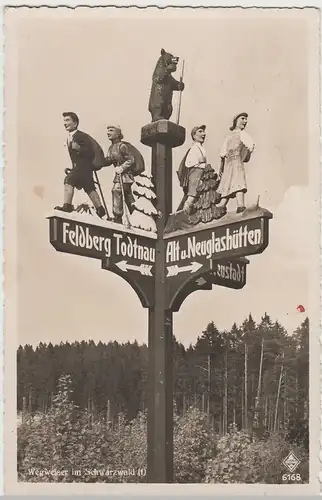 (81120) AK Schwarzwald, Wegweiser Feldberg Todtnau 1938