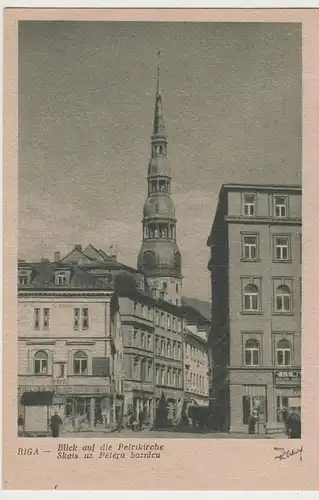 (81087) AK Riga, Petrikirche, Svētā Pētera baznīca 1943