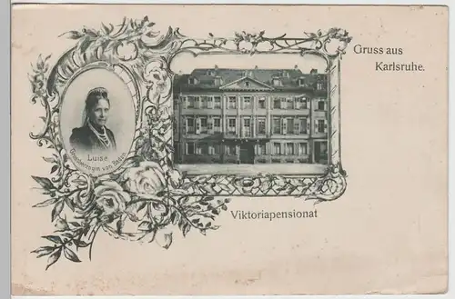 (80936) AK Gruss aus Karlsruhe, Viktoriapensionat, bis 1905 (gel. 1960)