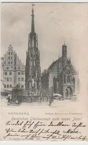 (80478) AK Nürnberg, Schöner Brunnen, Frauenkirche, um 1900