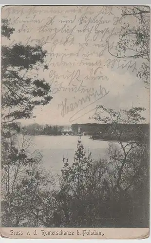 (80443) AK Gruß von d. Römerschanze bei Potsdam, Feldpost 1915