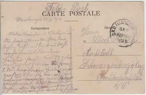(80349) AK Montaigu, Le Chateau, Feldpost 1914