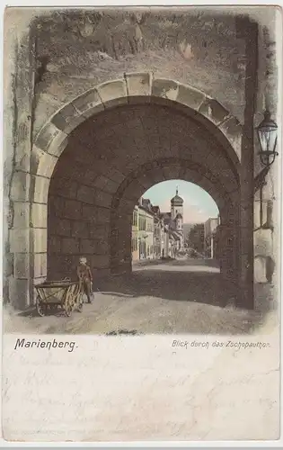 (80088) AK Marienberg, Blick durch das Zschopauthor, 1902