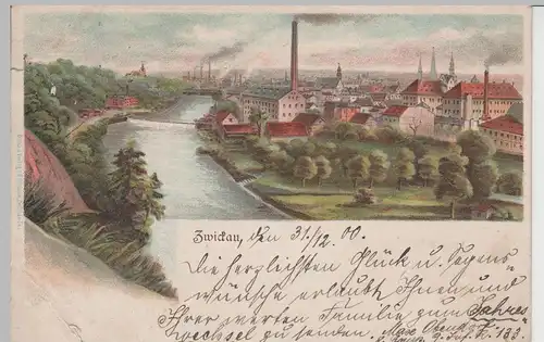 (80029) AK Zwickau, Blick über die Mulde, 1900