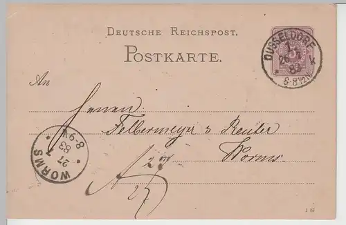 (79708) Ganzsache DR, Stempel Düsseldorf 1883