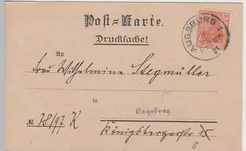 (79704) Postkarte d. Landesversicherungsanstalt Schwaben, Augsburg 1921