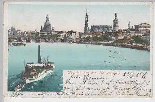 (79175) AK Dresden, Blick von d. Marienbrücke 1901