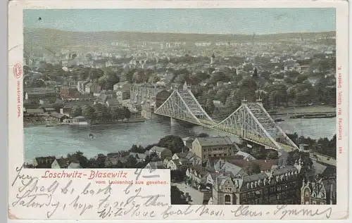 (79168) AK Dresden, Loschwitz, Blasewitz, Blaues Wunder 1902