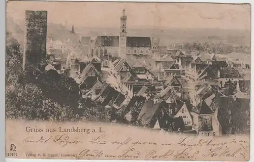 (79081) AK Gruss aus Landsberg am Lech, Gesamtansicht, 1902