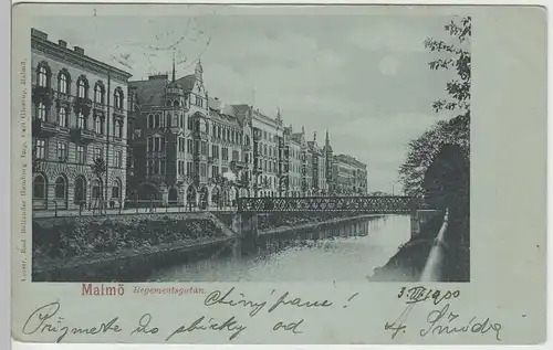 (78876) AK Malmö, Regementsgatan, Mondscheinkarte 1900
