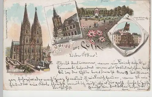 (78868) AK Gruss aus Köln, Mehrbild Litho 1898