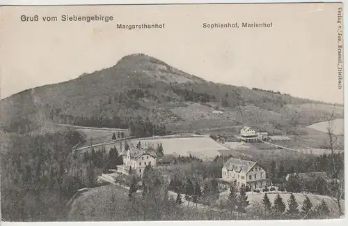 (78826) AK Gruß vom Siebengebirge, drei Hotels vor 1945