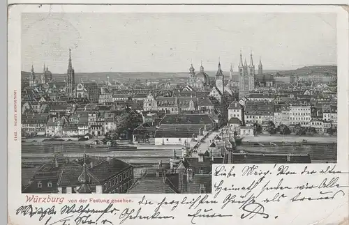 (78584) AK Würzburg, Blick von der Festung 1902