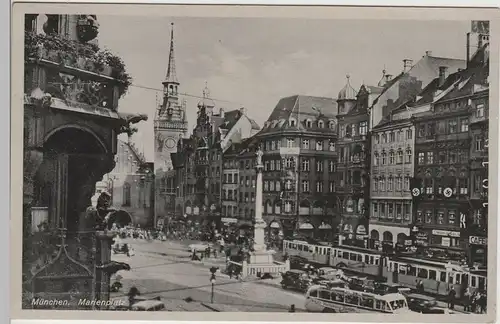 (78560) AK München, Marienplatz, Straßenbahn, Altes Rathaus 1933-45