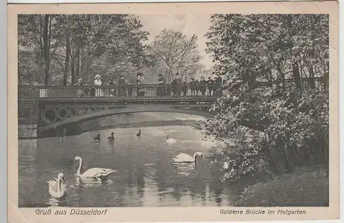 (78533) AK Gruß aus Düsseldorf, Hofgarten, Goldene Brücke 1911