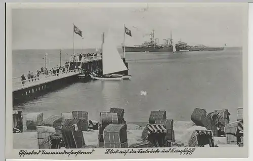 (78406) AK Ostseebad Timmendorferstrand, Blick auf das Kriegsschiff, 1940er