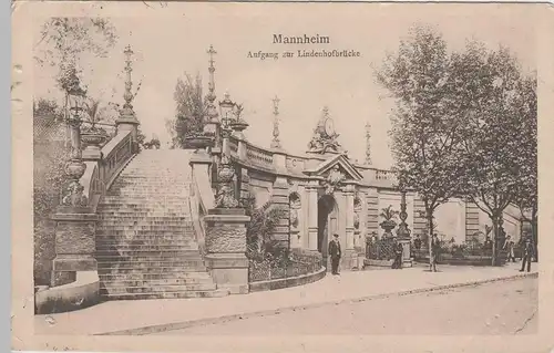 (78294) AK Mannheim, Aufgang zur Lindenhofbrücke, 1911