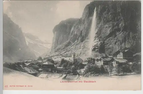 (77990) AK Lauterbrunnen, Ansicht mit Staubbach, bis 1905