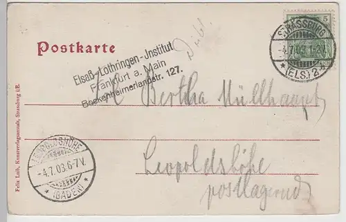 (77942) AK Straßburg, Strasbourg, Schiffleutstaden, 1903