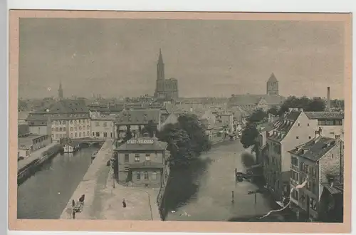 (77928) AK Straßburg, Strasbourg, Münster u. Thomaskirche v.d. ged. Brücken