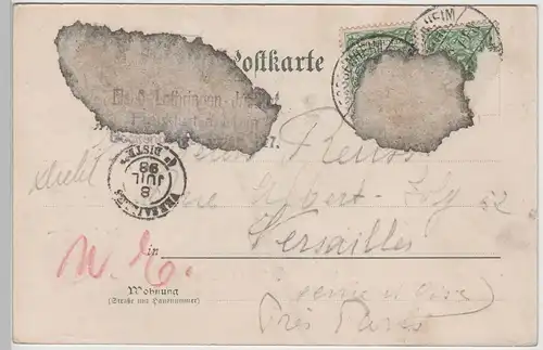 (77901) AK Eschburg (Eschbourg), Gruss aus Graufthal, Felsenwohnungen 1903