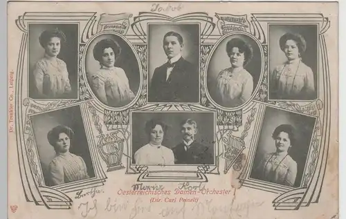 (77766) AK Österr. Damenorchester, Dirigent Carl Peinelt 1906