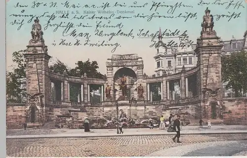 (77753) AK Halle, Saale, Kaiser Wilhelm Denkmal 1909