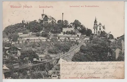 (77659) AK Dresden Loschwitz, Weißer Hirsch, Luisenhof mit Drahtseilbahn 1905