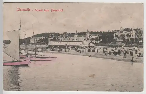 (77655) AK Zinnowitz, Strand beim Herrenbad, 1907