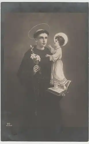 (77444) Foto AK Gemälde Antonius von Padua mit Lilie und Christkind, 1913