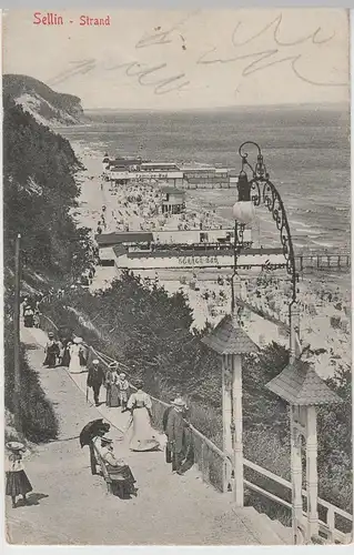 (77373) AK Sellin, Strand, Herrenbad, Familienbad, vor 1945