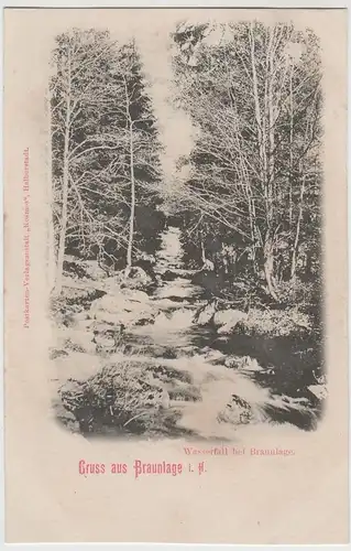 (77166) AK Gruß aus Braunlage, Harz, Wasserfall, Fluß, bis um 1905