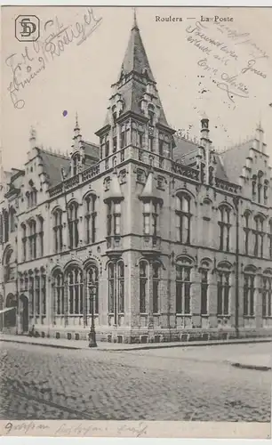 (76990) AK Roeselare, Roulers, La Poste, Feldpost 1915