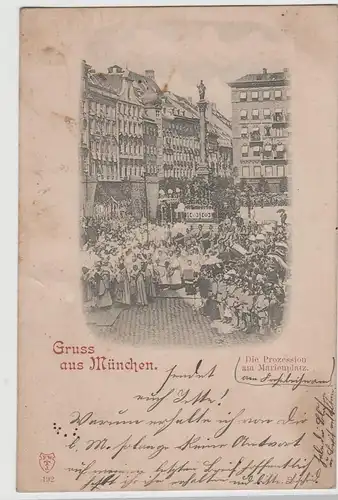 (76971) AK Gruss aus München, Prozession am Marienplatz, bis 1905