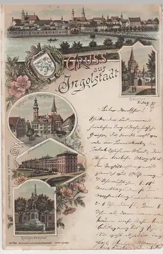 (76964) AK Gruss aus Ingolstadt, Mehrbild-Litho 1897