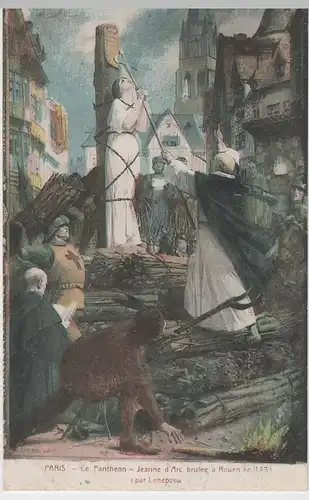 (76948) AK Gemälde v. J. E. Lenepveu: Jeanne d'Arc brulee à Rouen, vor 1945