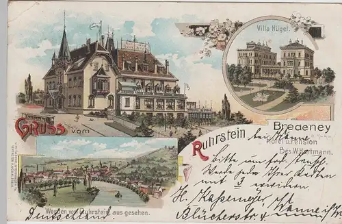 (76804) AK Gruss vom Ruhrstein Bredeney, Mehrbild Litho 1900